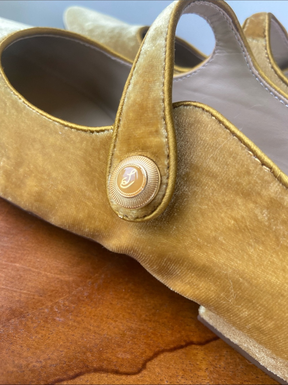 Sam Edelman Jene Mary Jane Pointed Toe Flat in Saffron Velvet (retired) - Picture 7 of 11